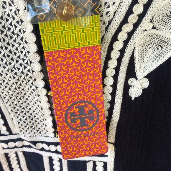 HP! TORY BURCH Aleksi navy and white embroidered tunic. Size 12. NWT! - Picture 7 of 16